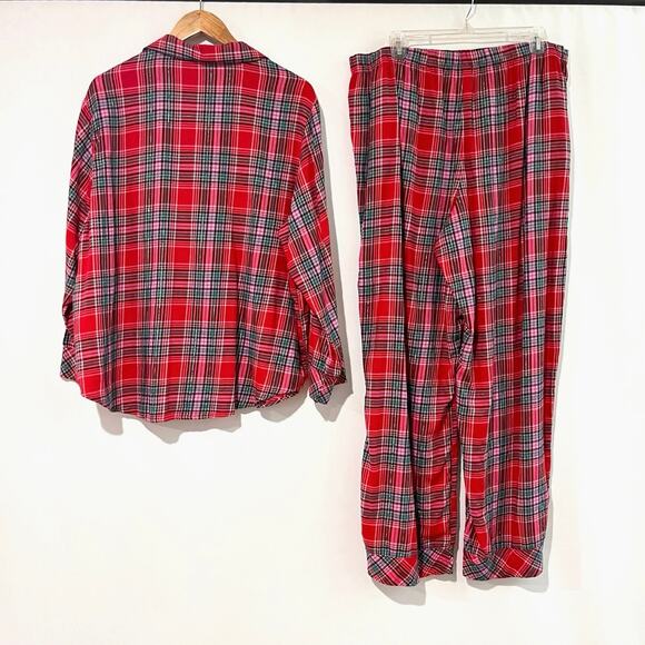 Victoria Secret Pajama Set XL Plaid Cotton Blend New NWT Long Sleeve Top Pants - Picture 3 of 16